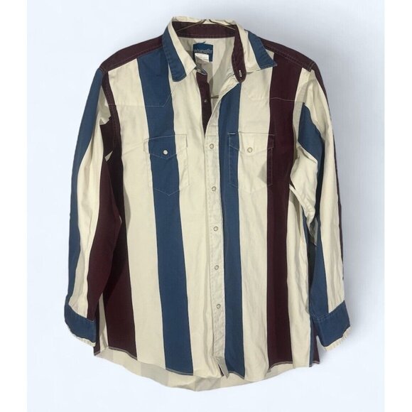 Vtg Pearl Snap Wrangler Brushpopper Western Cowboy Shirt Southwestern XL - Picture 1 of 5